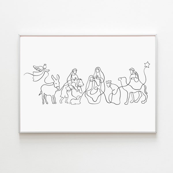 Nativity Line Art Etsy
