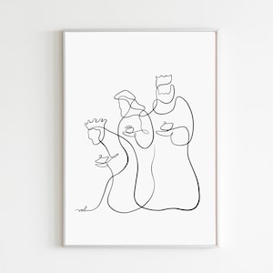 Three Wise Men Art Print, The Three Kings Poster, Magi Wall Art, 12 Days of Christmas, Nativity Scene Printable, Modern Christian Wall Art