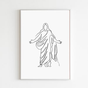 Jesus Christ art, Modern christian art, LDS wall art, Minimalist Jesus, Christian wall decor