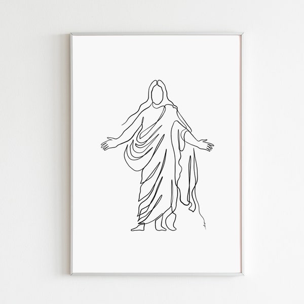 Jesus Christ art, Modern christian art, LDS wall art, Minimalist Jesus, Christian wall decor