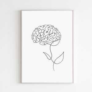 Arte del cervello stampabile, regalo per psicologo, arte neurologica, arte astratta del cervello, regalo per psichiatra, arte anatomica del cervello