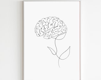Brain Art Printable Psychologist Gift Neurology Art Cerebral Abstract Brain Art Psychiatrist Gift Anatomical Brain Art