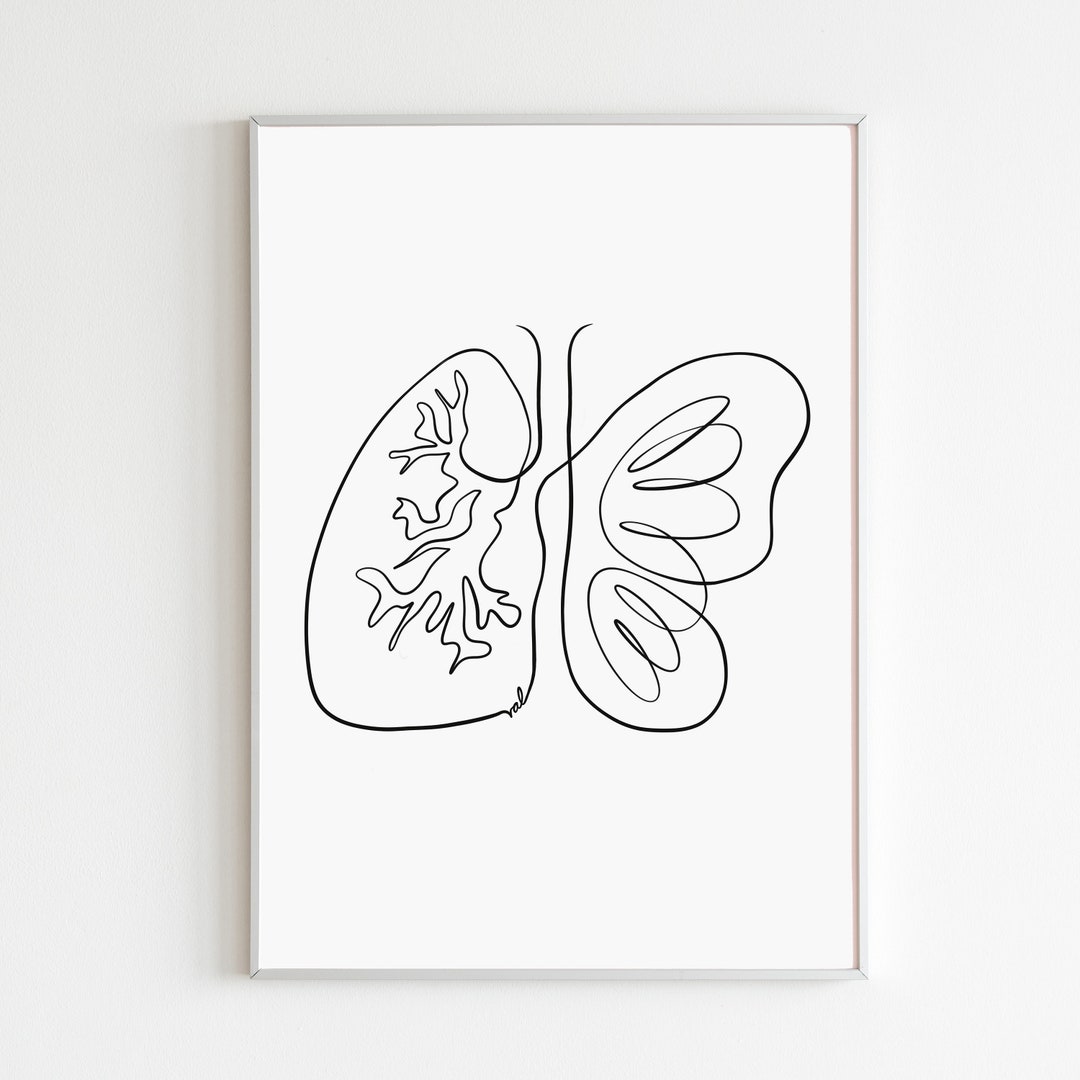 Lungs Butterfly Art, Lung Art, Minimalist Abstract Lung Butterfly