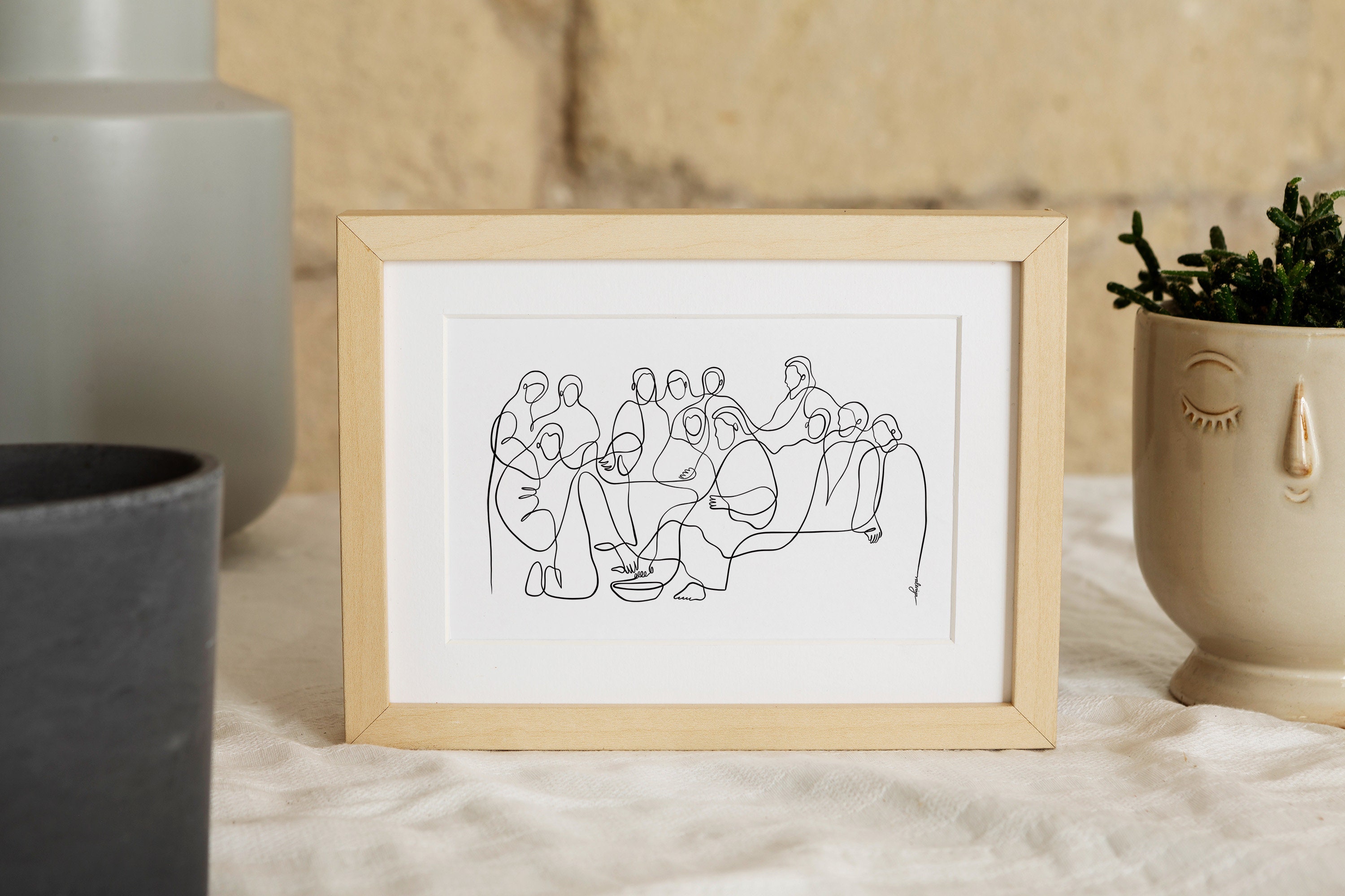 Jesus Washing Disciple Feet Poster, Catholic Abstract Art, Jesus Christ ...