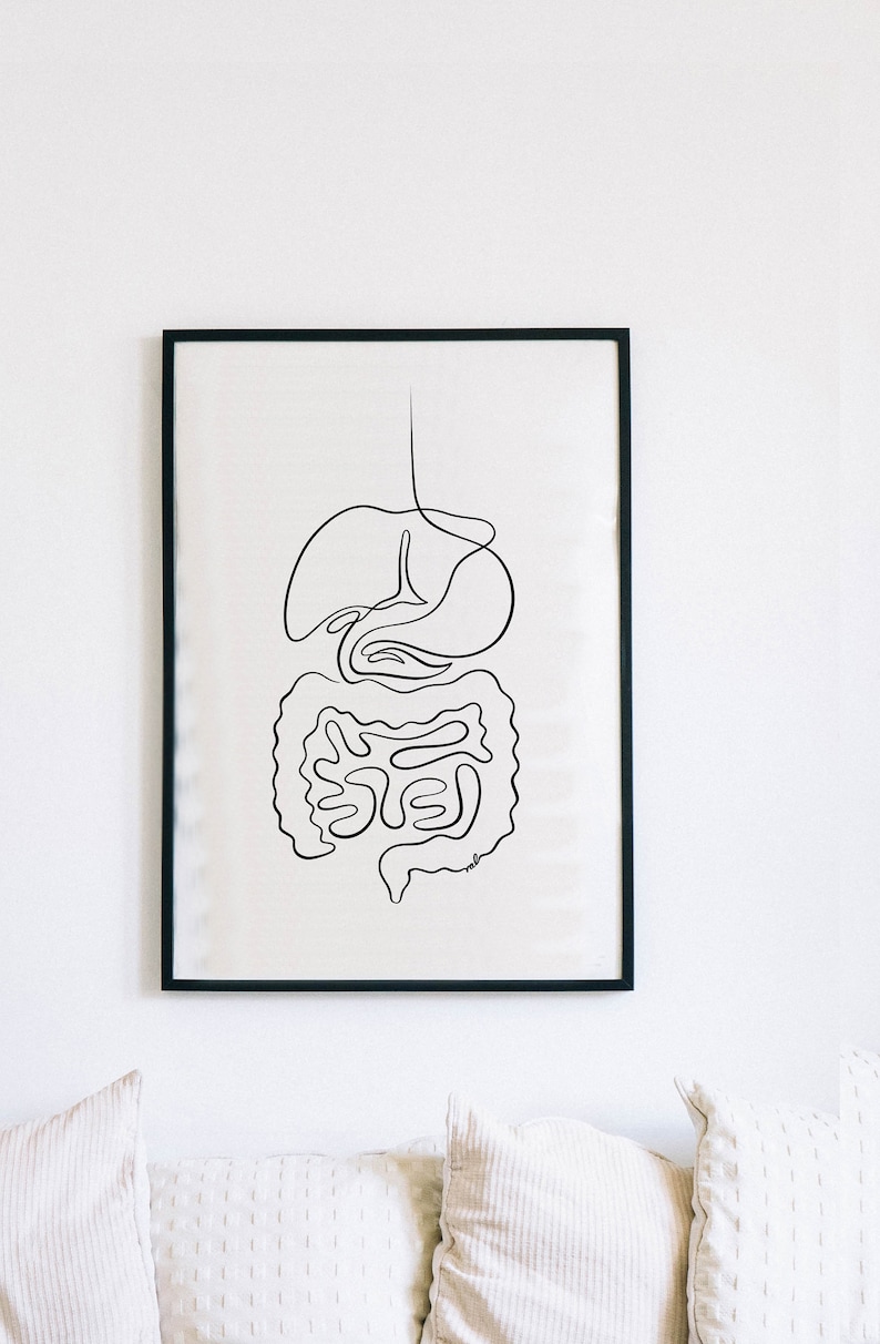 Digestive System Art Print, Intestines Wall Art, Gut Health Poster ...