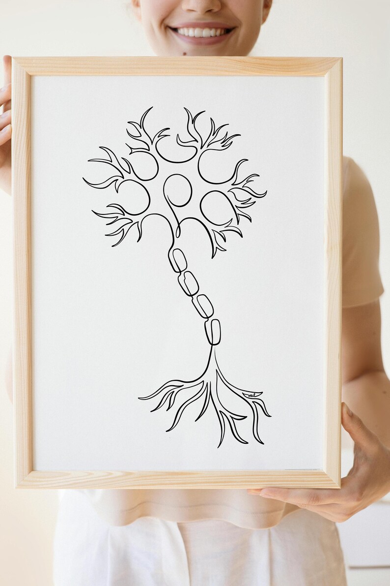 Minimalist Neuron Print, Brain Cell Wall Art, Neurology Office Decor ...