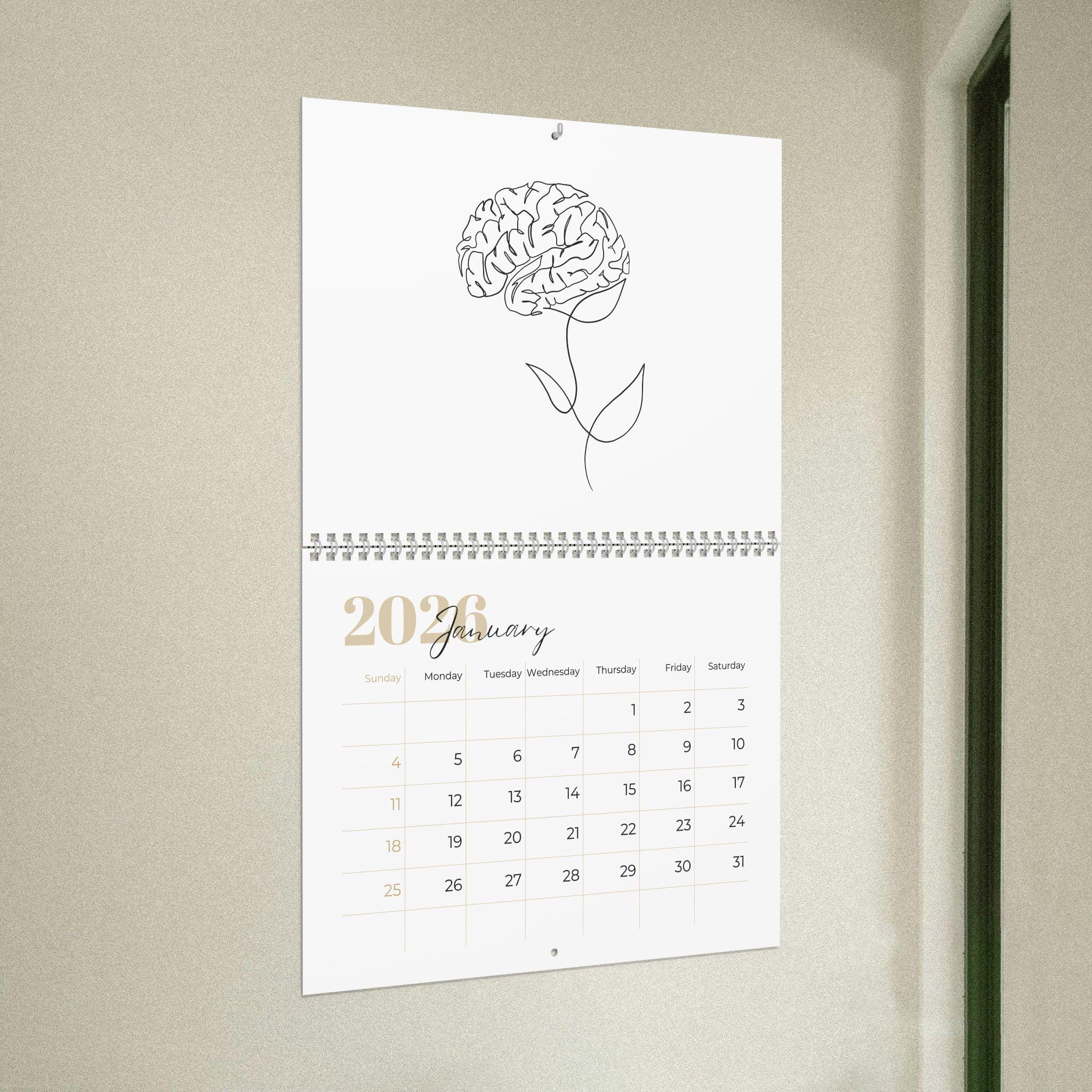 Human Anatomy & Nature Wall Calendar 2026, Medical Professional