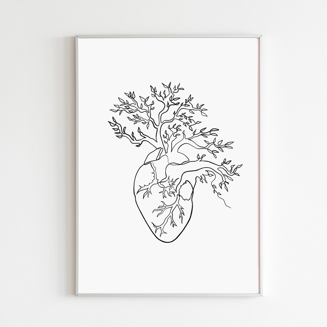 Human Heart Art Print Anatomical Heart Printable Abstract Anatomy Art ...