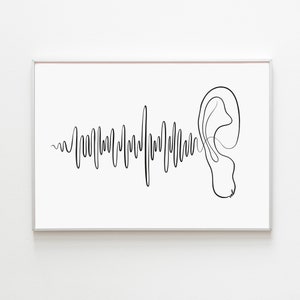 Soundwave Art Print, audiogolf print, inrichting hoorkantoor, poster audiologie, AUD graduatiecadeau voor audiometrie, KNO-muurkunst