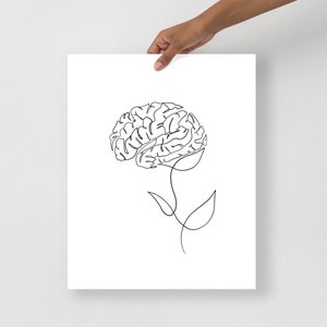 Brain art poster, Psychologist gift, Neurology art, Abstract brain art, Psychiatrist gift, Anatomical brain art