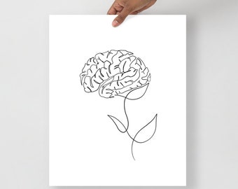 Brain art poster, Psychologist gift, Neurology art, Abstract brain art, Psychiatrist gift, Anatomical brain art