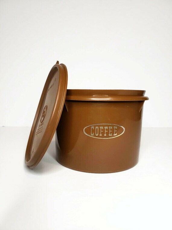 Vintage Brown Tupperware Coffee & Tea Storage Caniste… Gem