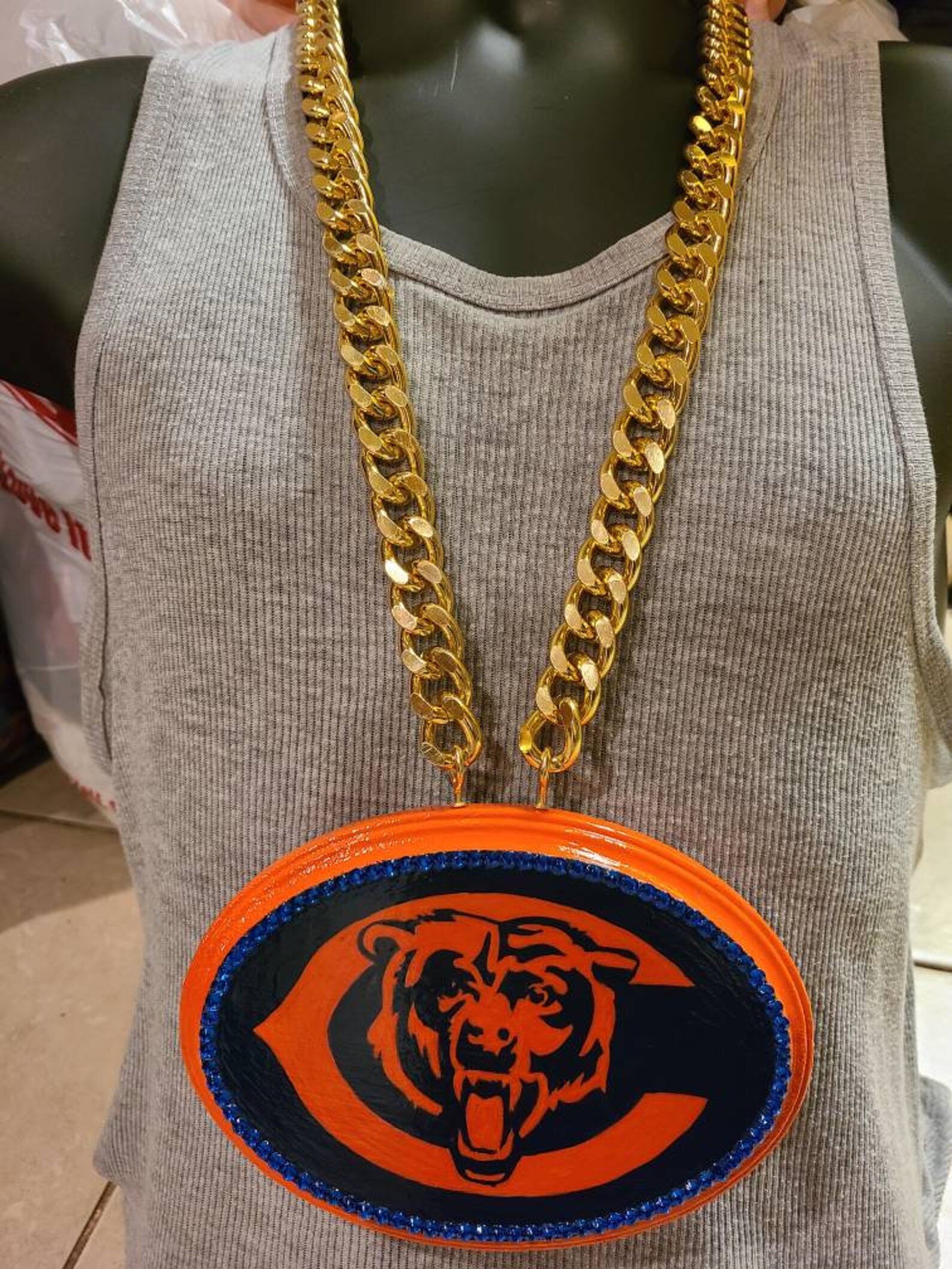 Chicago bears bling chain necklace chicago bears turnover Etsy