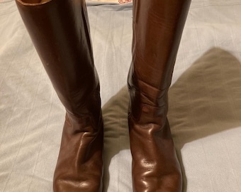 Genuine 1930’s brown leather riding boots equestrian super rare vintage antique knee boots in fantastic condition
