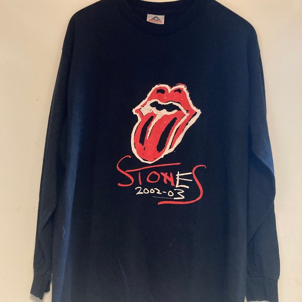 Seltenes Rolling Stones 2002 2003 Europa Tournee Langarm T-Shirt. Doppelseitiger Druck in groß