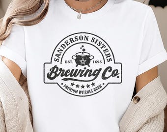 Glitter Halloween Shirt, Sanderson Sisters Sparkle Tee, Hocus Pocus Brewing Co, Black Glitter Witch Top, Spooky Season 90s Movie Gift