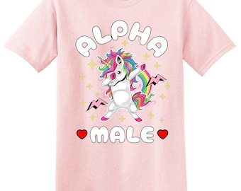 Alpha male pink shirt, Funny gifts for men, anniversary t-shirt, mens birthday present ideas, Meme Unicorn  Joke Prank Fathers Day