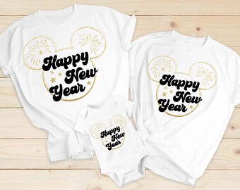 beautiful New Year 2025 Shirts gold glitter 2025 Disney Family Shirts, Disney Couple Shirts New Years Shirts New Year Eve Shirts