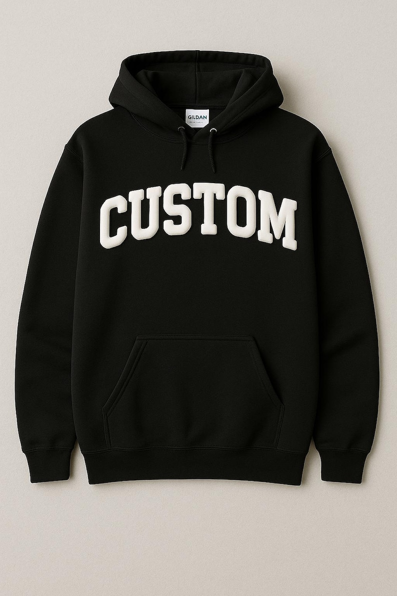 Custom Puff Print Hoodie - Personalized 3D Text Sweatshirt image 1
