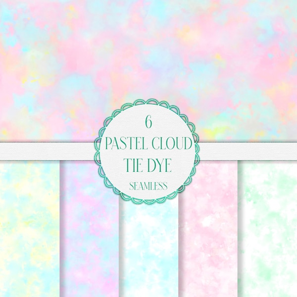 PASTEL TIE-DYE Seamless Digital Patterns Rainbow Background Digital Paper Preppy tie dye tshirt design, unicorn and mermaid colorful pattern