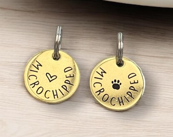 Microchipped Deep Engraved Dog Collar Charm - Dog Tag - Cat Collar Charm - Gift for Dog Lover - Gift for Cat Lover - Chipped Dog - Cat Tag