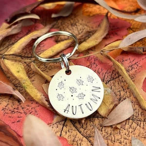 Custom Dog Tag - Brass Autumn Leaves Dog Tags - Starry Dog tag