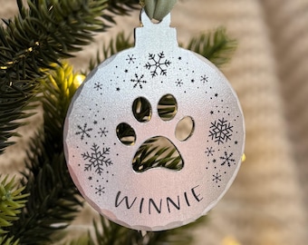 Personalised Pet Christmas Tree Bauble, Christmas Tree Ornament For Dogs, Dog Paw Christmas Tree Bauble