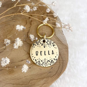 Custom Dog Tag - Brass Spring Floral Dog Tags - Dog tag