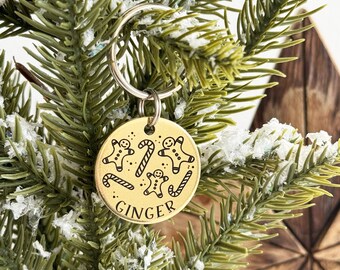 Custom Dog Tag - Deep Engraved Christmas 'Gingie' Dog Tags - Dog tag