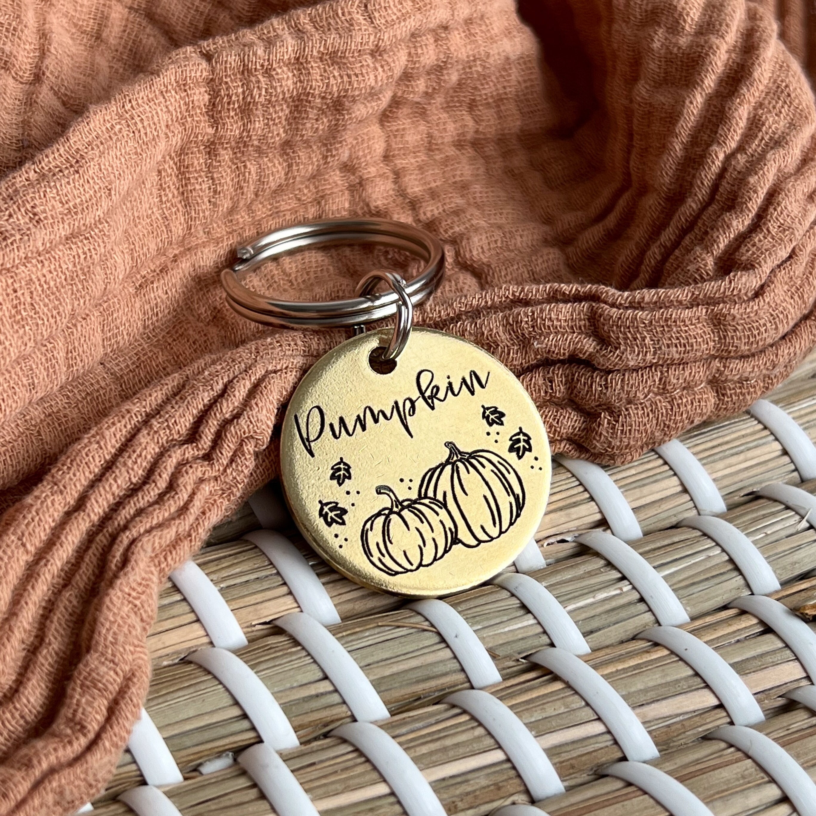 Custom Dog Tag - Brass Autumn Halloween Dog Tags - Dog tag