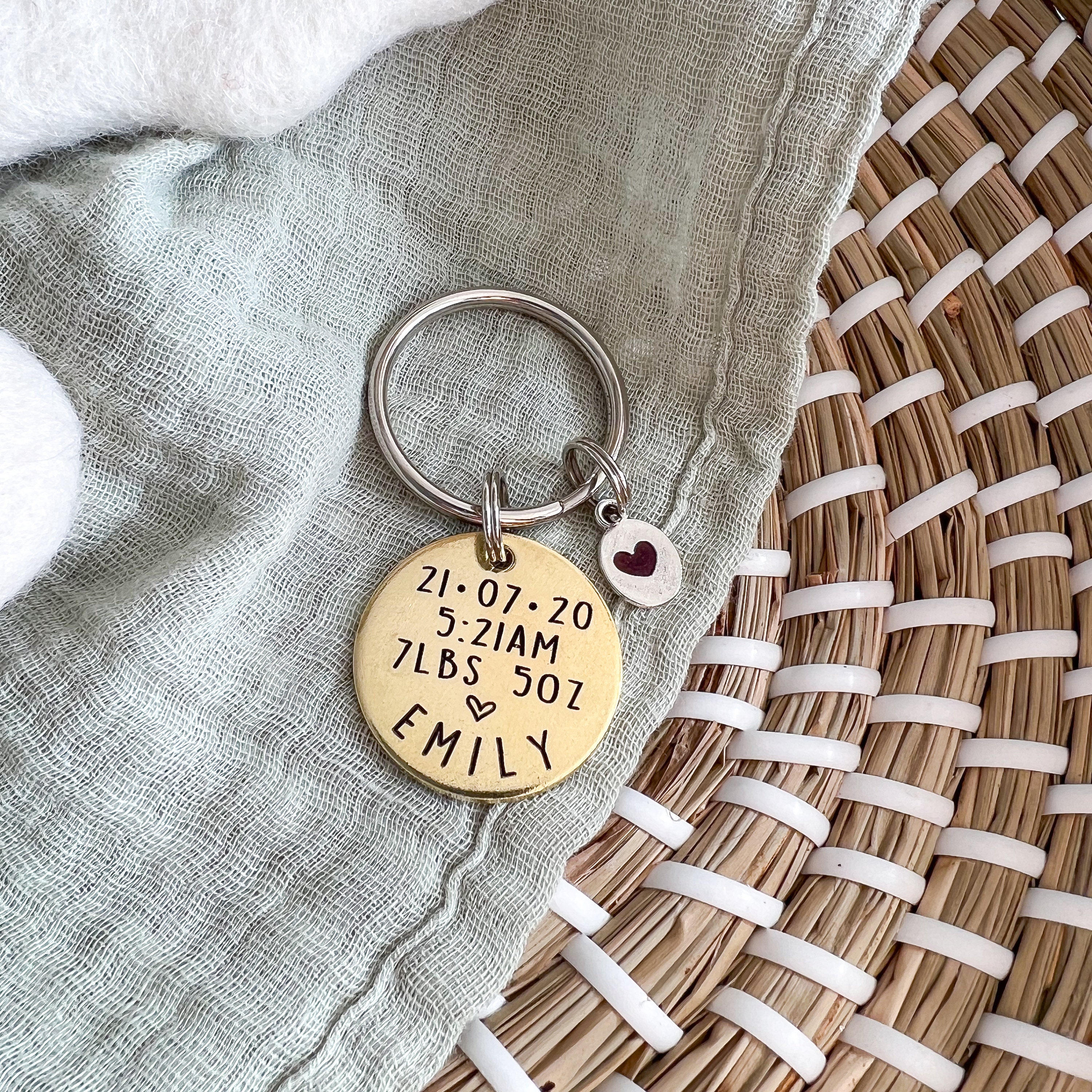 New Baby Keepsake Keyring, Baby Birth Details Keyring, Gift for New Mum ...