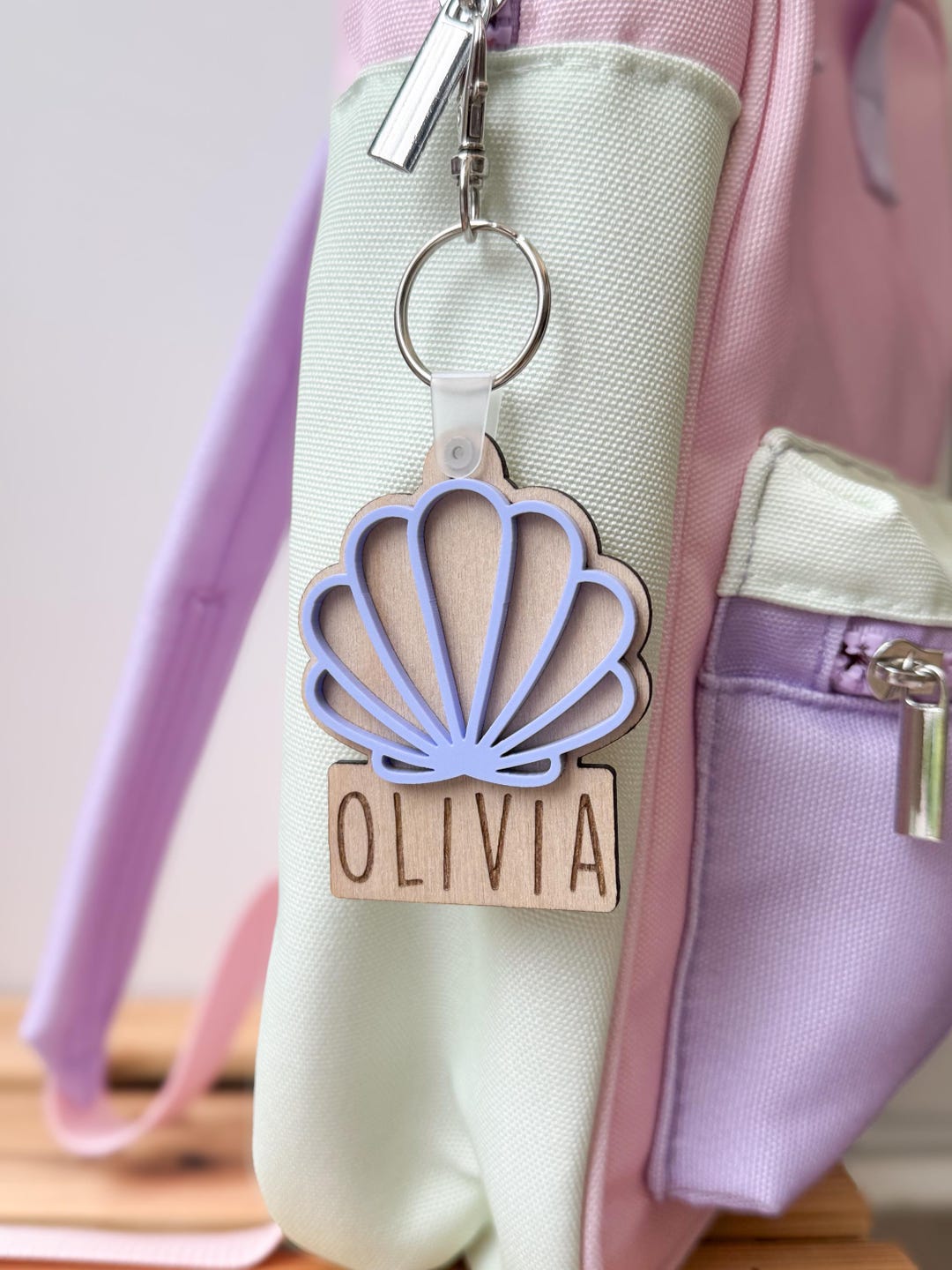 Personalised Shell Acrylic Bag Tag – Custom School Backpack Tag – Kids ...