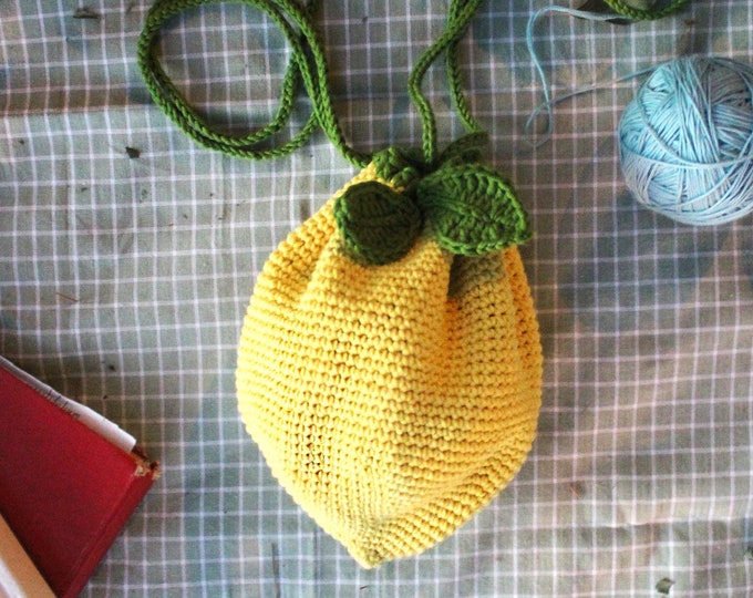 Crochet Lemon Bag, Handmade Crochet Bag, Crochet Purse, Lemon Purse Etsy