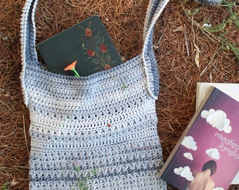Handmade Grey Crochet Crossbody Bag