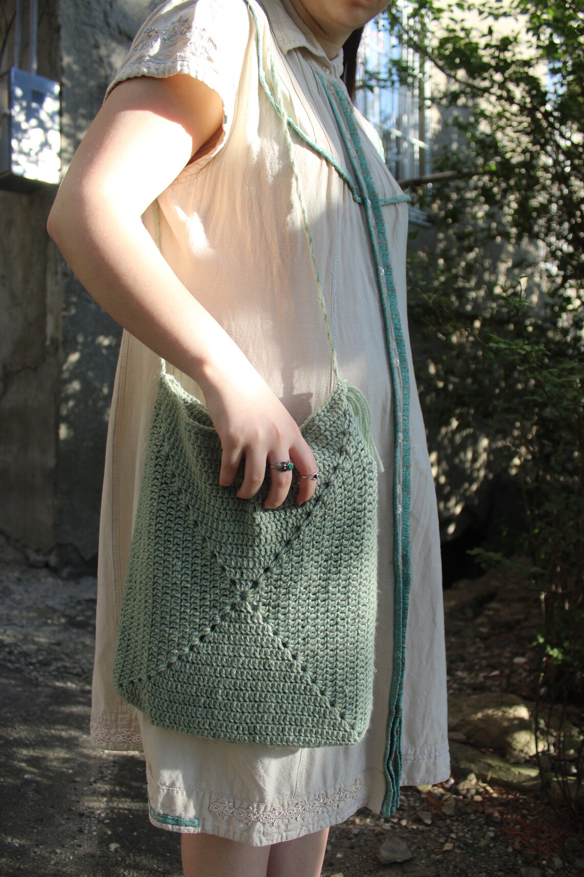 Handmade Shoulder Bag Green Crochet Bag Crochet Purse Etsy