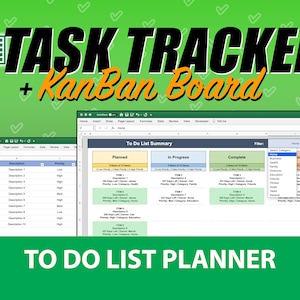 Task Tracker + KanBan Board. Manage your To Do List with a KanBan Board - excel template converts to do list in to a KanBan board