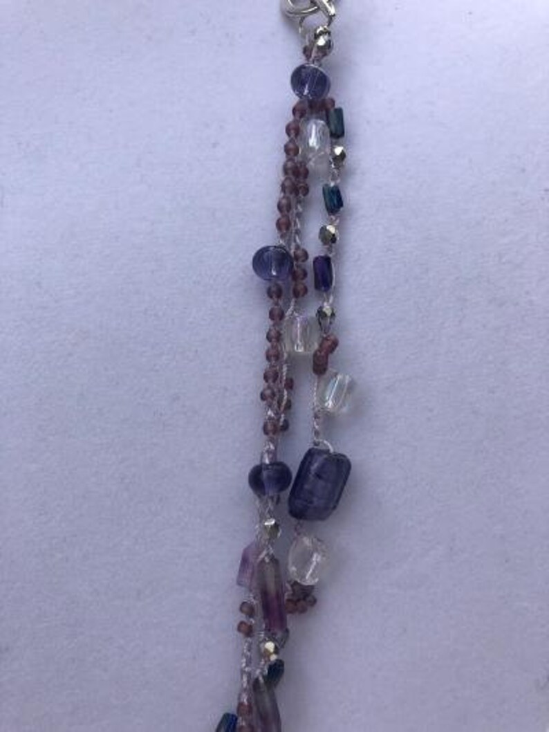 Lavender Light Crocheted Necklace with Venetian and Various Shape Beads