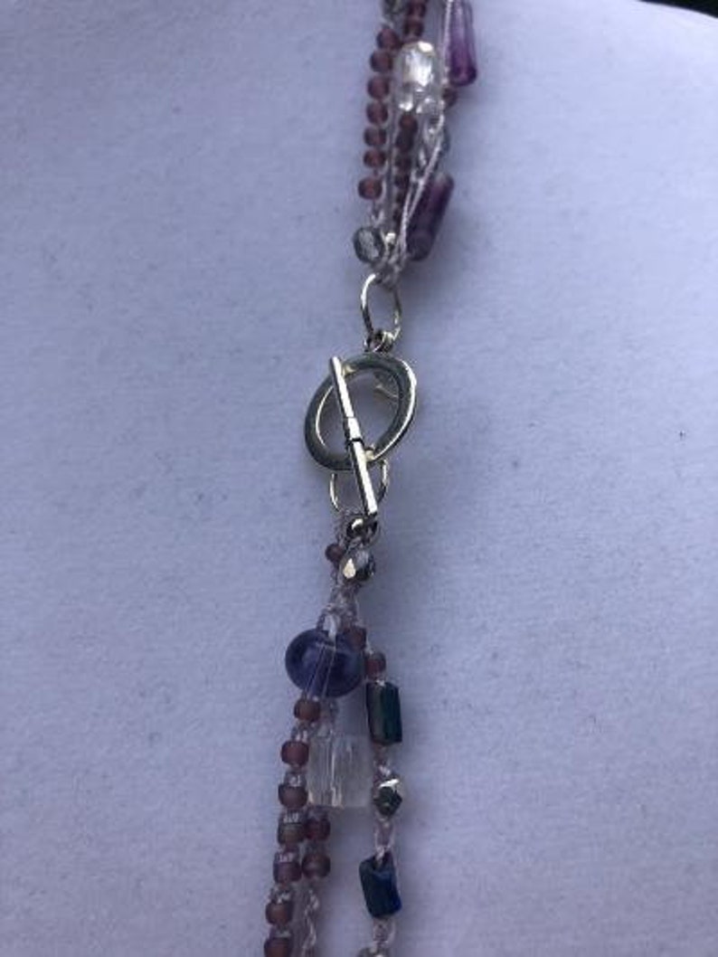 Lavender Light Crocheted Necklace with Venetian and Various Shape Beads