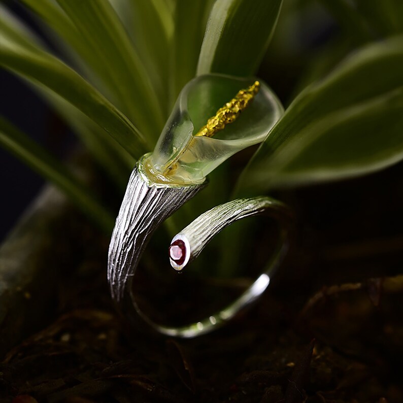 Calla Lily Flower Ring Anniversary Gift