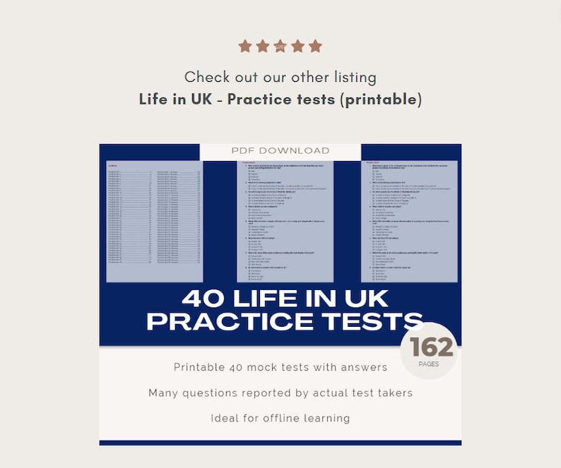 Life in the UK Test Revision Notes Etsy UK