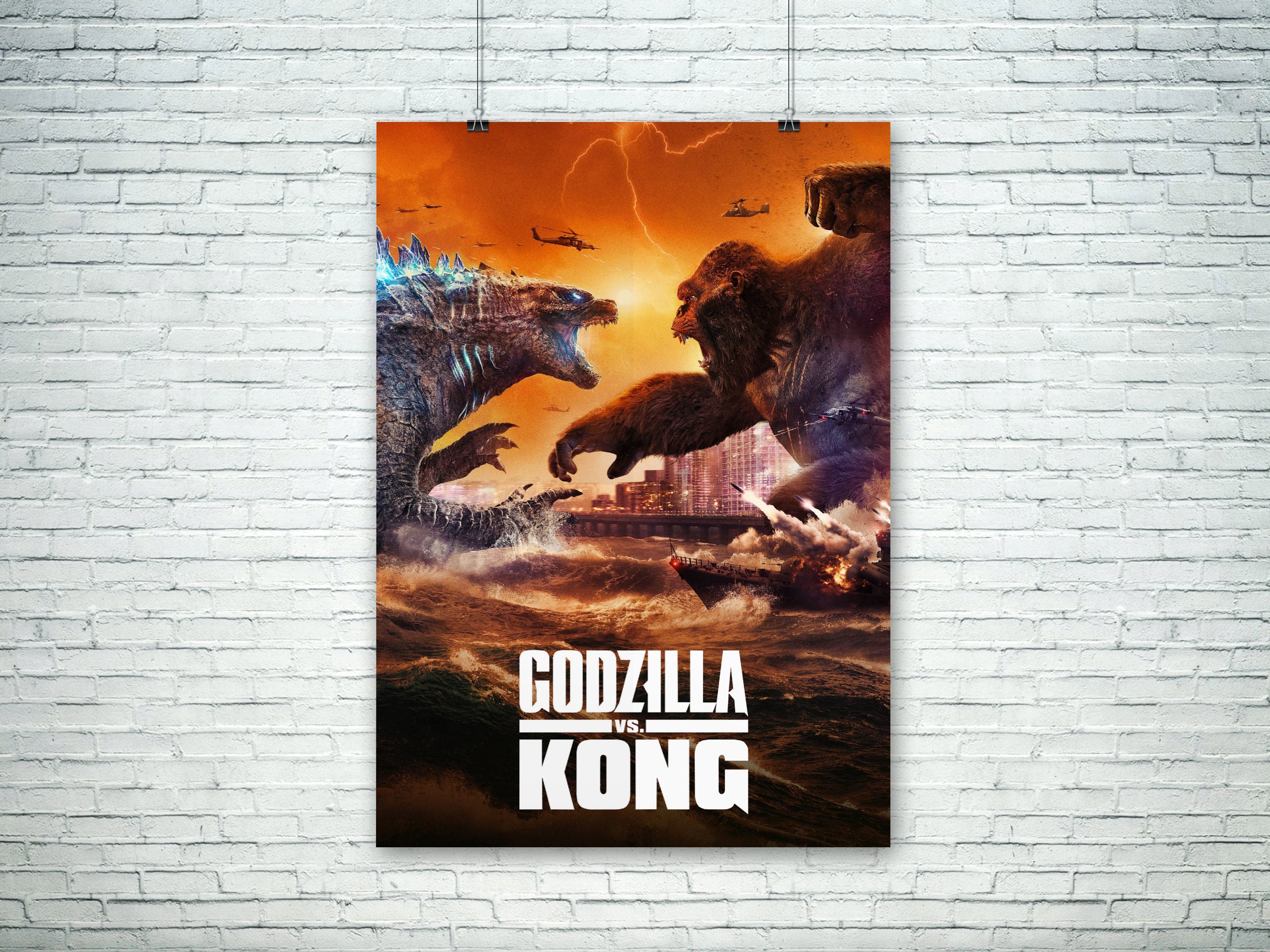 Cartel de películas descargables digitales Godzilla vs Kong. Etsy