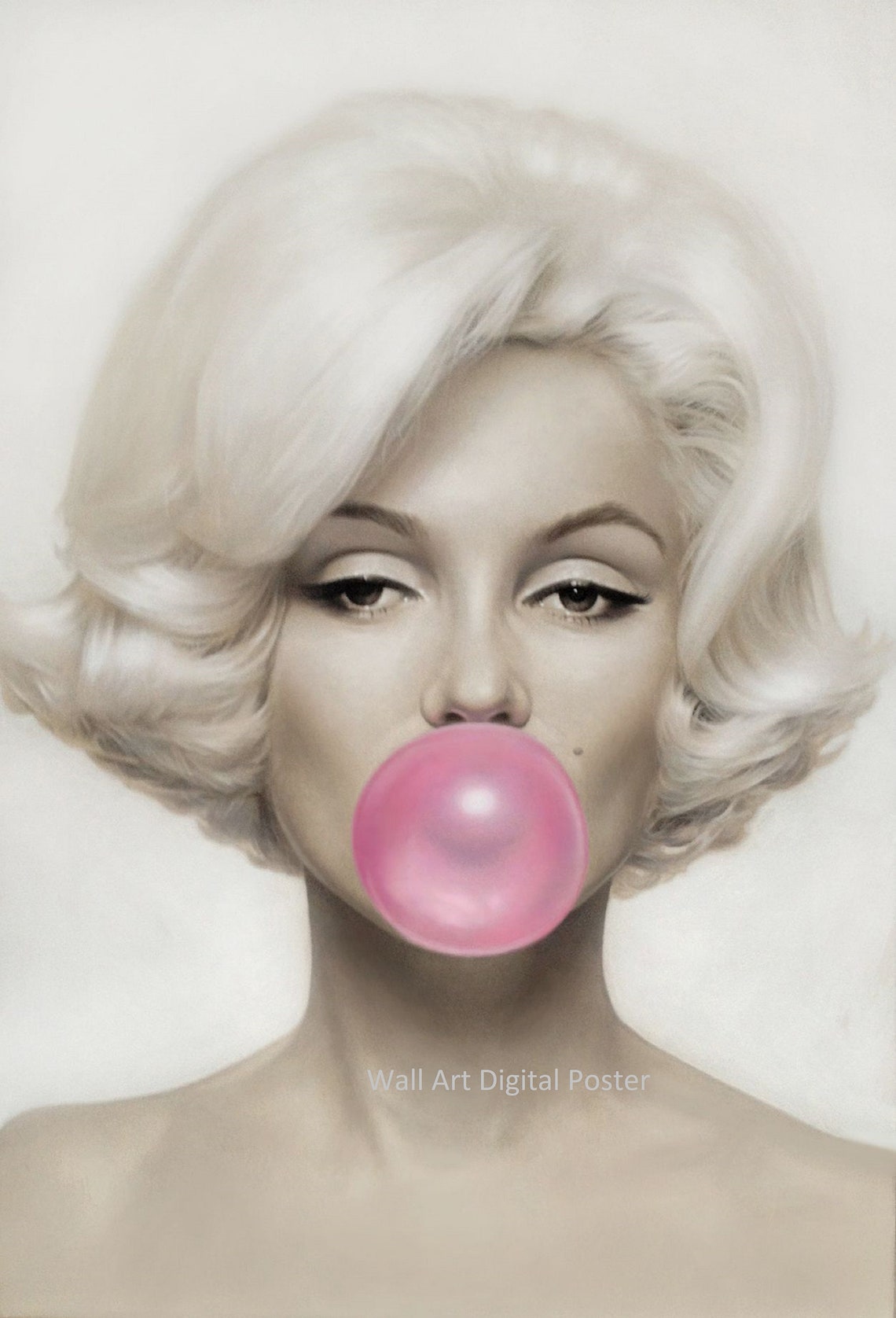 Marilyn Monroe stylized portrait bubble gum Poster | Etsy