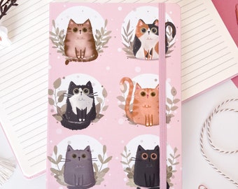 Cat Family A5 Notebook//lined notebook, dagboek, kattenliefhebber cadeau