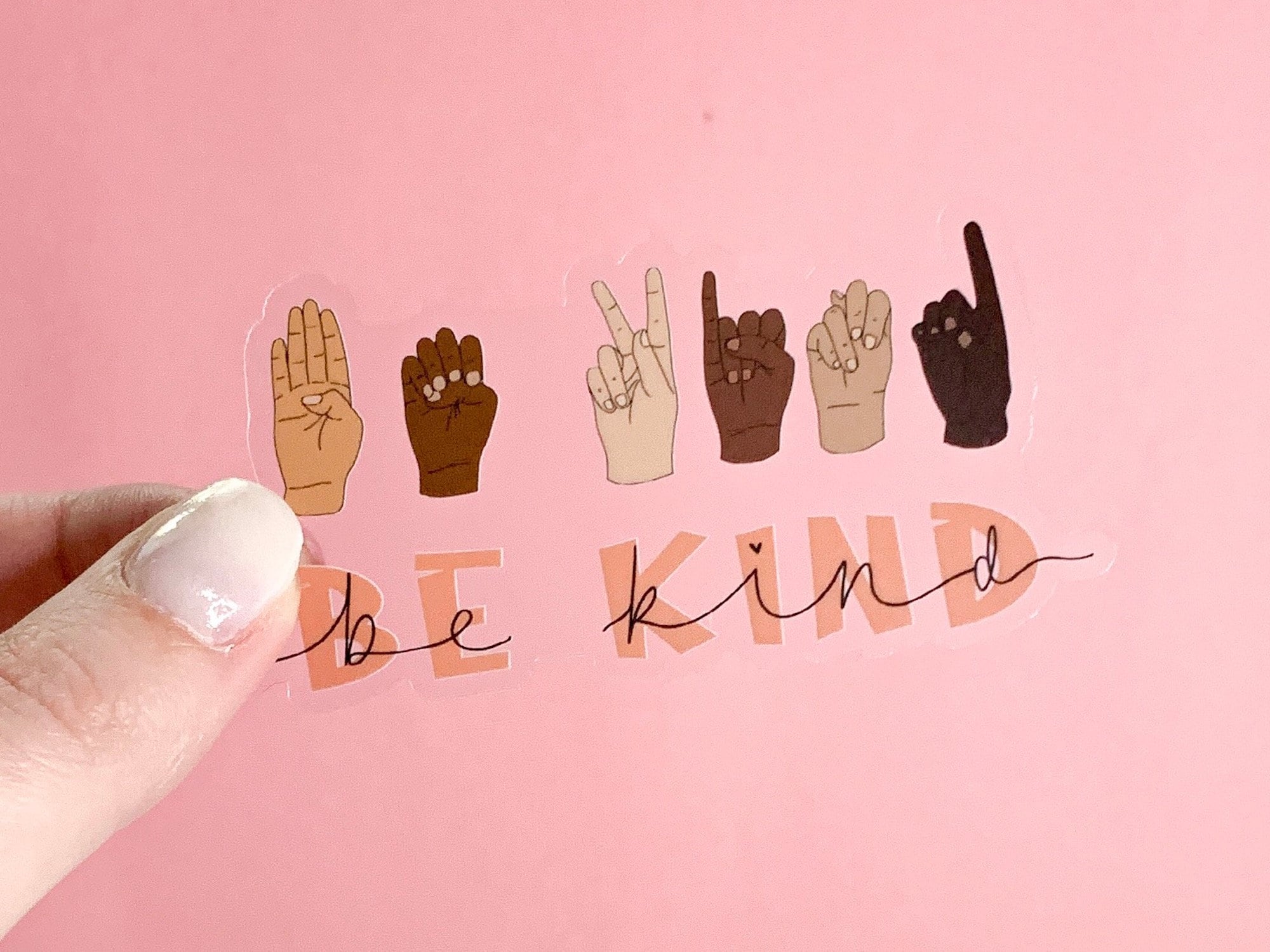 Be Kind Sign Language Sticker, Clear Waterproof Sticker, Sign Language ...