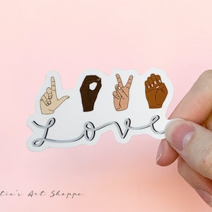 Liebe ASL wasserdichte Aufkleber, ASL Freund Geschenke, Weihnachtsgeschenke für College Mädchen, Strumpf Stuffers für Töchter, Aufkleber für MacBook