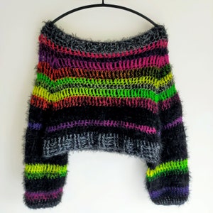 Space Disco Cropped Crochet Sweater