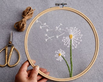 Plants Beginner Hand Embroidery Full Kit / Floral Transparent Embroidery Kit / Diy Start Up Embroidery Set