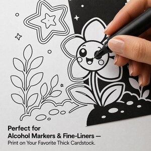 Monochrome Cozy Garden Coloring Book | 50 Bold Flower Pages | Any Color, PDF + PNG