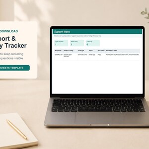 Support för digital nedladdning och svarsspårning | Kalkylarksmall för Etsy-säljare