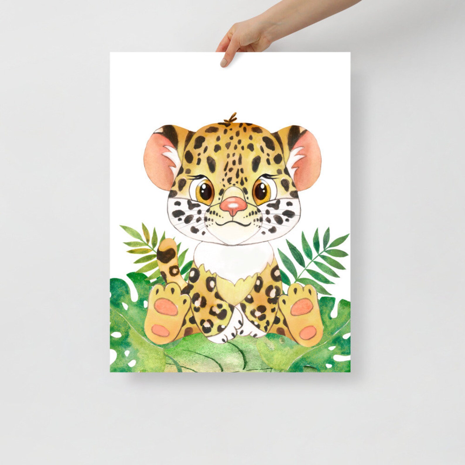 Nursery Wall Art Baby Animal Poster Cute Leopard Cub Poster Etsy